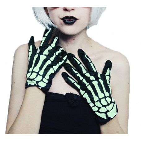 Självlysande handskar skelett, Halloween utklädnad